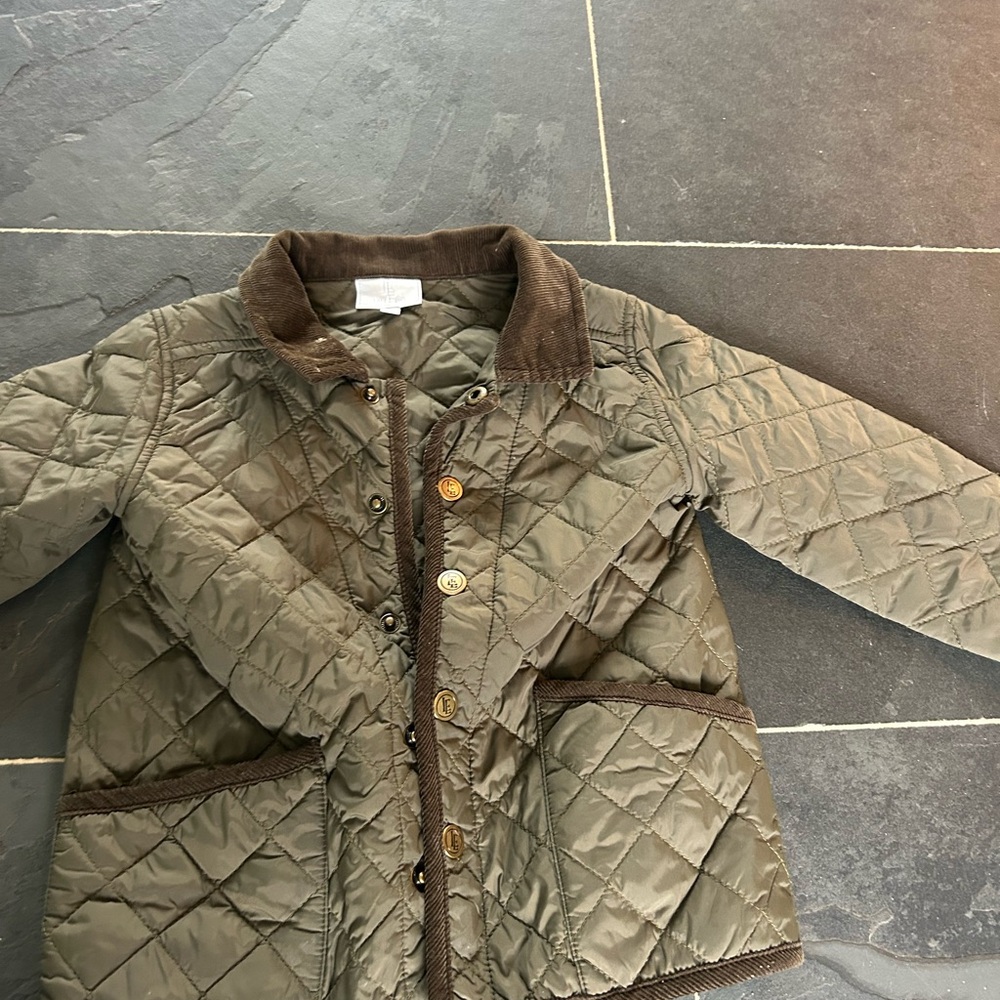 Little English Quilted Jacket - Olive and Brown